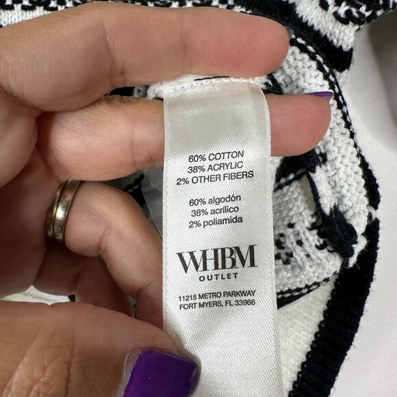 NWT White House Black Market Elbow Sleeve Novelty Stripe Sweater Ecru #WHBM17 - Picture 4 of 9